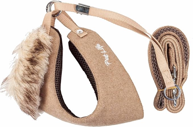 Pet Life ® Luxe 'Furracious' Mesh Reversed 2-in-1 Adjustable Chest Pet Dog Harness and Leash with Removable Fur Collar