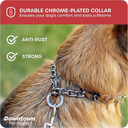 Downtown Pet Supply Chrome Plated Prong Collar for Dogs, Medium - Adjustable, No-Choke and No Pull Dog Collar with Removable Links - Pinch Collar for Dogs 20-40 lbs and 20" Neck Width