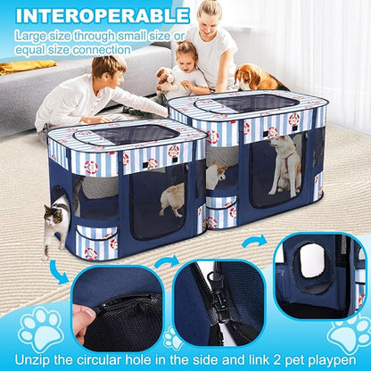 Dog Play Pen Indoors, Pink Crate, Dog Pen,Portable Foldable Playpen Indoor for Small/Medium Dogs, Puppy Cat Pet Playpen, Exercise Kennel Tent Crate