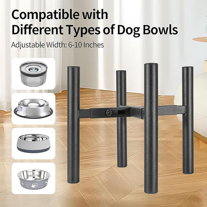 PROERR Lifted Dog Bowl Stand - Without Bowls, Single Raise Pet Food Table Adjustable Wide 6-10", Tall 8 10 12" - Bowl Stand Size Optional, Dog Bowls Holder Elevated for Small Medium Large Dogs Breed