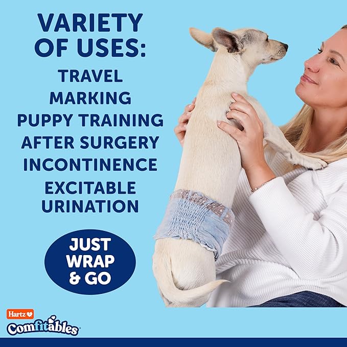 Hartz Comfitables Disposable Male Dog Wraps with Stretchy Waistband, Extra Small 12 Count