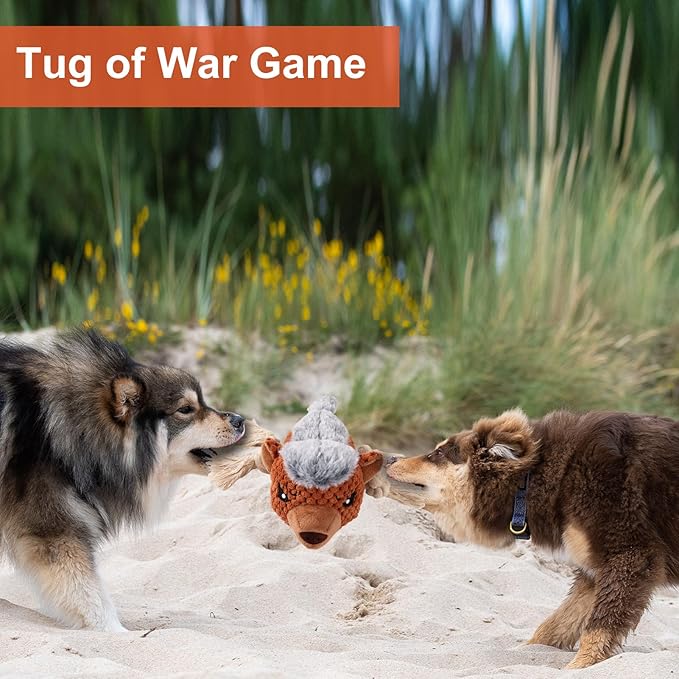 Letsmeet Dog Toys - Squeaky Interactive Plush Dog Toy with Rope, Chew Toy for Large Dogs, Small Dogs & Puppies - Tug of War Dog Toy for Aggressive Chewers, Pet Toys for Dogs