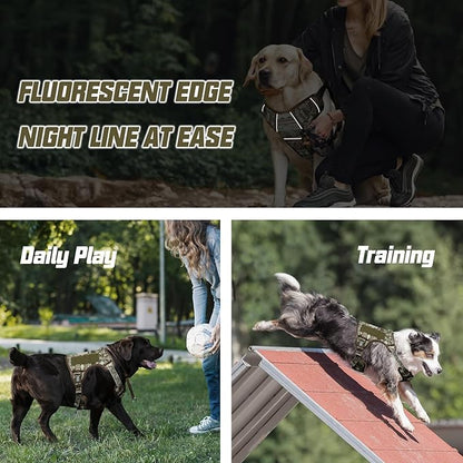 AUROTH Tactical Dog Harness for Large Dogs No Pull Adjustable Pet Harness Reflective K18 Working Training Easy Control Pet Vest Military Service Dog Harnesses
