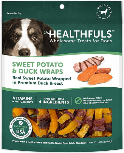 HEALTHFULS Duck & Sweet Potato Treats, 16 oz - Healthy, Protein Rich Treats for Dogs - Dog Chews