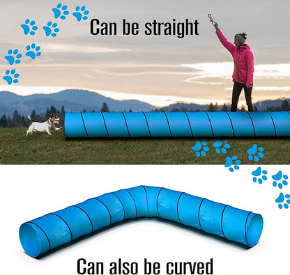 Houseables Dog Tunnel, Dog Agility Tunnel, Agility Equipment, 18 Feet, Puppy Obstacle Course, Pet Playground, Crawling, Small, Medium, Large, Indoor/Outdoor, Play, Pop Up Set, Exercise Tube, Toy, Blue