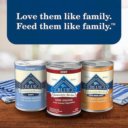 Blue Buffalo Homestyle Recipe Adult Wet Dog Food, Made with Natural Ingredients, Chicken and Beef Dinner Variety Pack, 12.5-oz Cans (6 Count, 3 of Each)