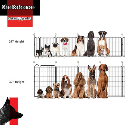 Portable Dog Crates & Playpen, 32'' Metal Pet Pen for Small/Medium Dogs, Indoor/Outdoor, Easy-Carry Straps, Rustproof, One Door