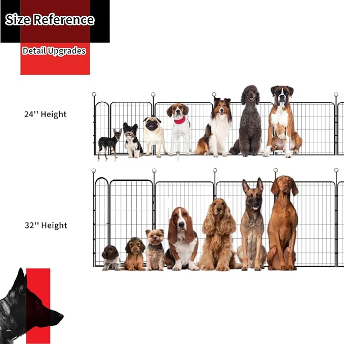 Puppy Playpen Indoor/Outdoor,24'' Portable Dog Playpen with Easy-Carry Straps,2 Add-On Panels Dog Pen Play Pen for Small Dogs,Rustproof Pet Playpen for Camping RV Yard