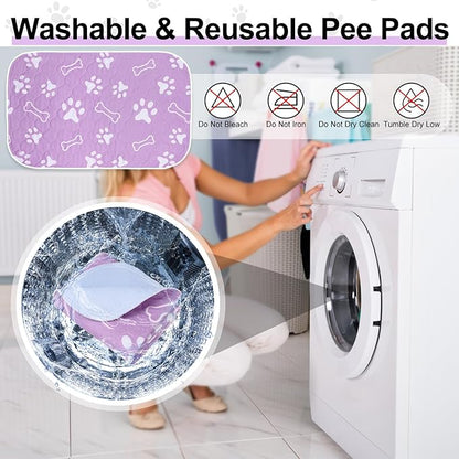 BEAUTYZOO 4 Pack Washable Pee Pads for Dogs, Reusable Puppy Pads for Potty Training, Waterproof Super Absorbent Whelping Pads Mats Non Slip Against Urine for Small Medium Dogs Cats, 36" x 41"