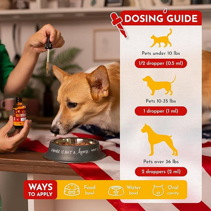 Multivitamin for Dogs & Small Pets with Glucosamine – Liquid B, C, D Dog Vitamins for Skin, Coat, Hips & Joints – Cat Vitamins for Indoor Cats Care for Urination, Breathing, Digestion – 2 oz Bottle