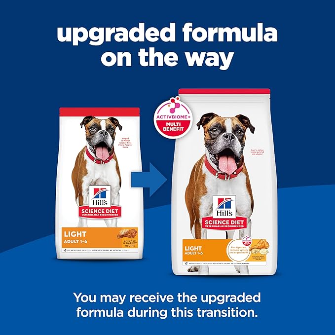 Hill's Science Diet Adult 1-6 Light Dry Dog Food, Chicken Meal & Barley, 15 lb. Bag