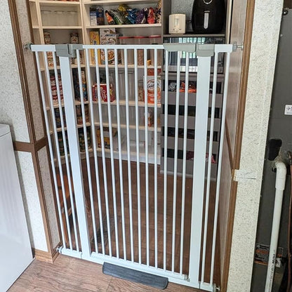 SHYUJAJIE 51.18 Inch Extra Tall Pet Gate, 29.5-43" Adjustable Wide Auto Close Dog Gates, Pressure Mounted Walk Through Tall Cat Gate for Doorways,Hallway,Stairs（White）