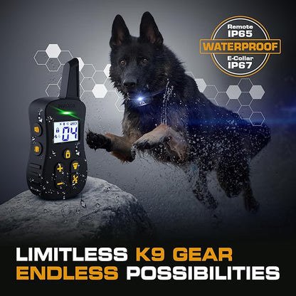 INVIROX Ultra K9 Dog Training Collar, 124 Levels for Reactive, Stubborn or Hard-to-Train Dogs, Long Range ¾ Mile, Night-Light Mode, Safe Communication, IP67 Waterproof E Collar for Large Dogs