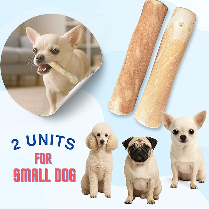 Set of 2 Coffee Wood Dog Chew Stick Toy, Natural and Real Wooden Bone Sticks, Safe Dental Cleaning Chews, Pet Health, Teeth Cleaning and Relieve Stress (Set 2 for Small Dog)