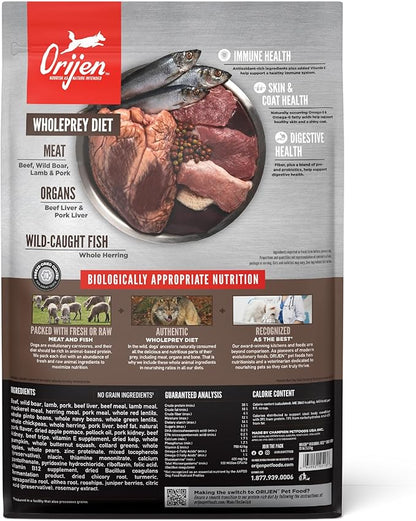 ORIJEN Grain Free Poultry Free High Protein Dry Dog Food Regional Red Recipe 4.5lb Bag