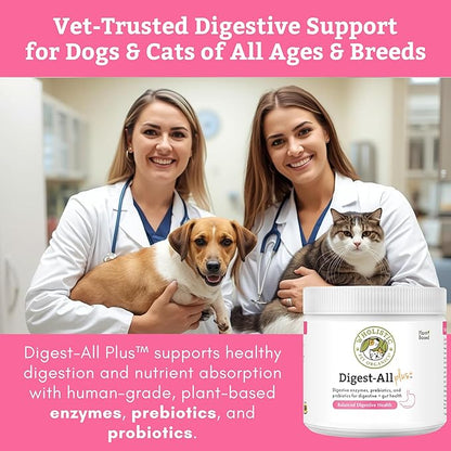Wholistic Pet Organics Daily Cat & Dog Probiotics for Digestive Health, Anti Diarrhea & Gut Support - Probiotics for Dogs with Digestive Enzymes & Prebiotic Fiber - Cat Probiotic - 4 Oz - 113 Scoops