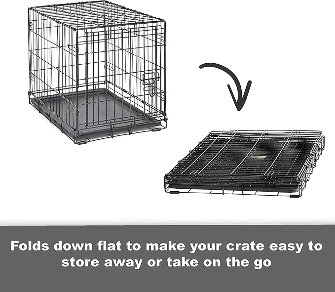 Midwest Homes for Pets 36-Inch New World Crate for Medium-Large Breeds, 41-70 lbs, Single Door Folding Dog Crate, Leak-Proof Tray & Secure Latch, Portable, Durable & Easy to Assemble