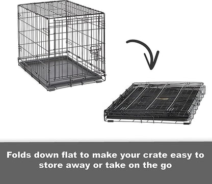 Midwest Homes for Pets 24-Inch New World Crate for Small Breeds, 12-20 lbs, Double Door Folding Dog Crate, Leak-Proof Tray & Secure Latches, Portable, Durable & Easy to Assemble