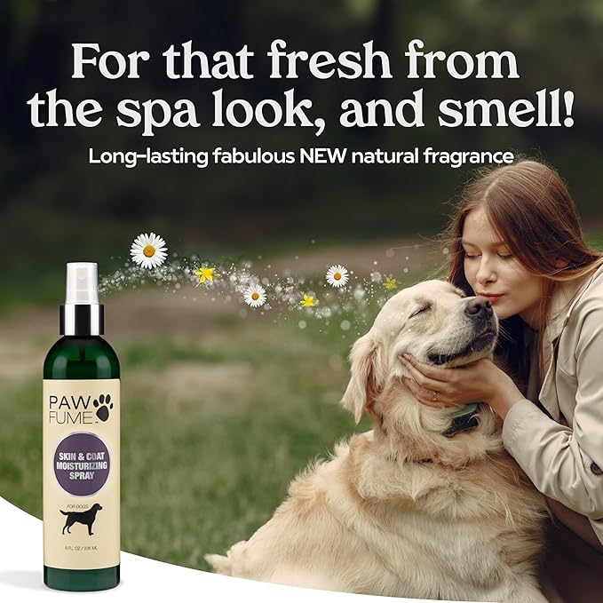 PAWFUME Skin & Coat Detangler Spray for Dogs, 2-Pack – Soothe Dry, Itchy Coats Quickly – Non-Toxic Chamomile & Oat Formula, Essential Fatty Acids & Vet-Certified – Dog Detangler Spray Dematting Care