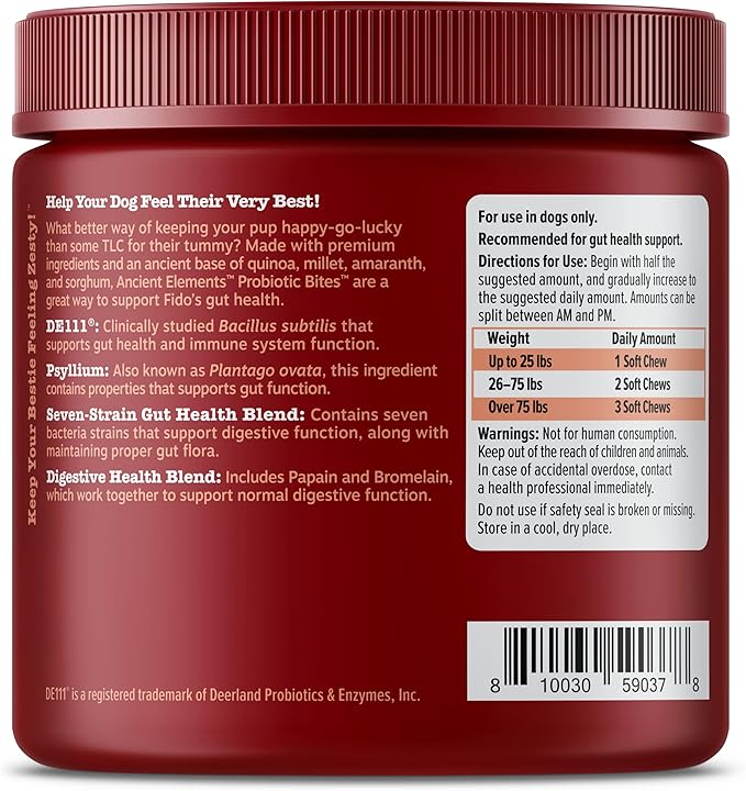 Zesty Paws Probiotics for Dogs, Digestive Enzymes Gut Flora, Digestive Health, Diarrhea & Bowel Support, DE111, Dog Probiotics Soft Chew for Pet Immune System, Chicken, 90 Ct (Pack of 2)