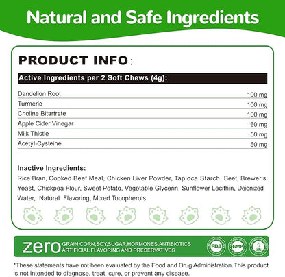 Liver Support for Dogs, Milk Thistle for Dogs - Detox, Metabolic, Dog Multivitamin Supplement for Liver and Kidney Support & Immune Health, 200 Soft Chews