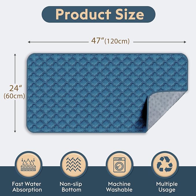 Washable Guinea Pig Cage Liner - 2 Pack Reusable Washable Pee Pads，Waterproof Guinea Pig Bedding for Small Animal - Rabbit Bunny Hamster Puppy (Blue, 24" X 47" - 2 Pack)
