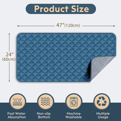 Washable Guinea Pig Cage Liner - 4 Pack Reusable Washable Pee Pads，Waterproof Guinea Pig Bedding for Small Animal - Rabbit Bunny Hamster Puppy (Blue, 24" X 47" - 4 Pack)