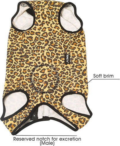 Jiupety Dog Surgical Recovery Suit Adjustable, Not Fit Slim and Long Body, Dogs Suit for Surgery Recovery, XL Size, Anti-Licking Surgical Dog Onesies, Leopard
