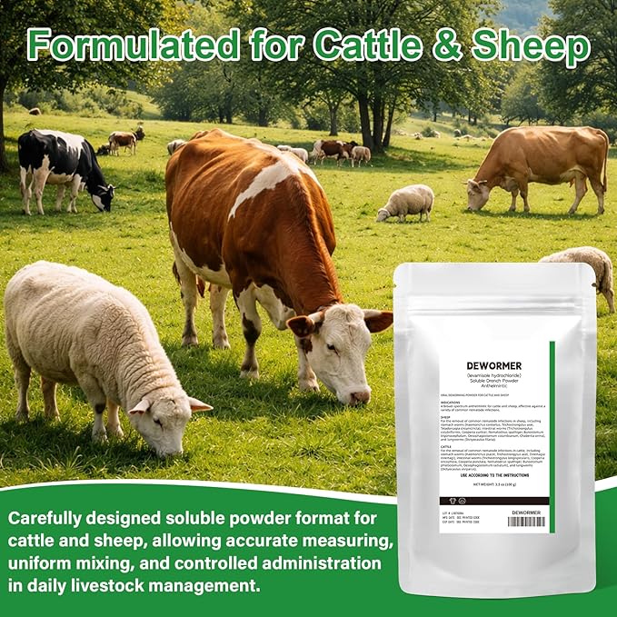 Soluble Drench Powder, Dewormer for Cattle and Sheep, 3.5 oz (100 g)