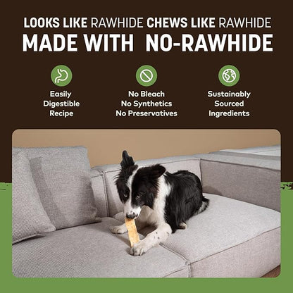 Earth Animal No Hide Strips - Natural Rawhide Free Dog Chew Strips, Pork - 16 Count