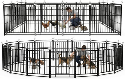 Dog Playpen Outdoor 16 Panels 40'' Rustproof Metal Dog Fence with Gate Small Medium Portable Large Dog Play Pen 36FT 120 Sq.ft for RV Camping, Trips, Play Yard