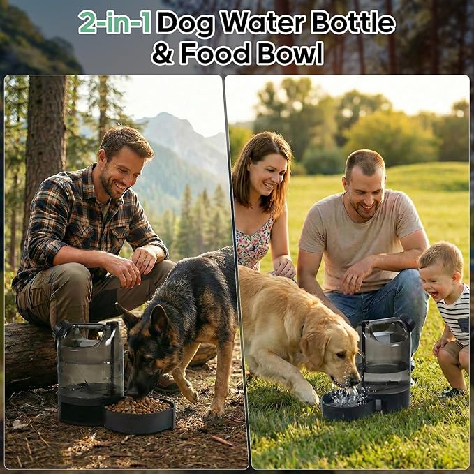 85 oz Large Portable Dog Water Bottle & Bowl for Active Large Dogs, No-Spill Leak Proof Dog Water Dispenser for Walking,Park,Travel, Camping, Hiking, Car - Durable, Sturdy & Easy to Carry