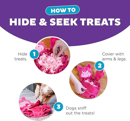 Outward Hound by Nina Ottosson Snuffle Palz Plush Snuffle Mat Dog Treat Puzzle, Non-Slip, Pink, Pig, Large