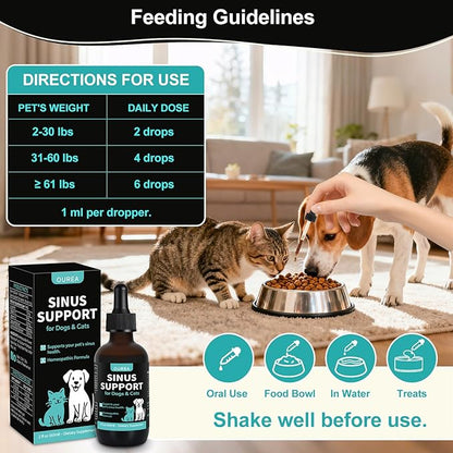 Nasal Health Support Drops for Cats & Dogs, Pet Sinus & Respiratory Comfort Supplement, Helps Maintain Clear Breathing, Supports Seasonal Wellness & Immune Function