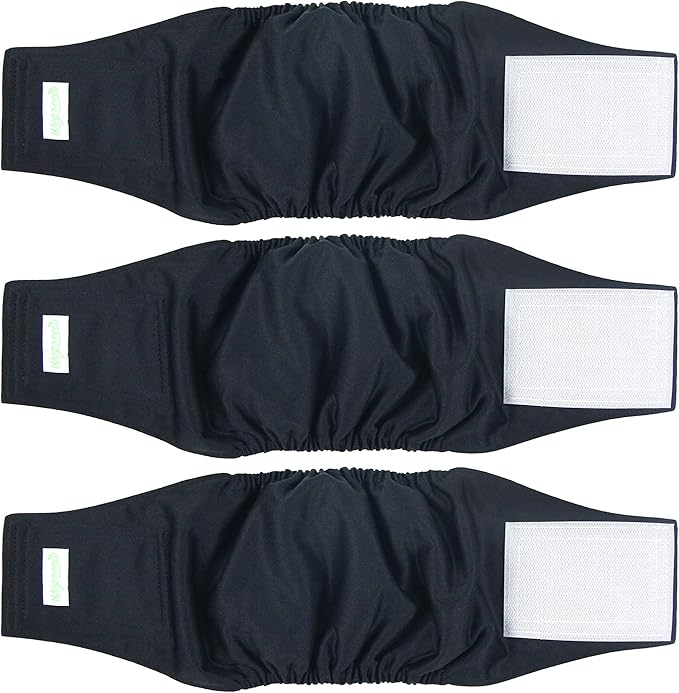 Wegreeco Washable Male Dog Belly Wrap - Pack of 3 - (Black,XX-Large)