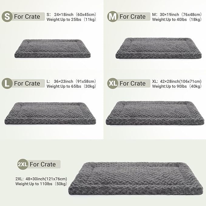 Washable Dog Bed Mat Ultra Soft Dog Crate Pad Comfy Fluffy Pet Kennel Beds Dog Sleeping Mattress for Large Jumbo Medium Small Dogs, 41 x 27 Inch, Gray