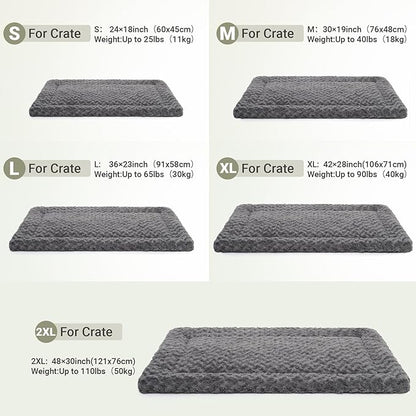 Washable Dog Bed Mat Ultra Soft Dog Crate Pad Comfy Fluffy Pet Kennel Beds Dog Sleeping Mattress for Large Jumbo Medium Small Dogs, 41 x 27 Inch, Gray