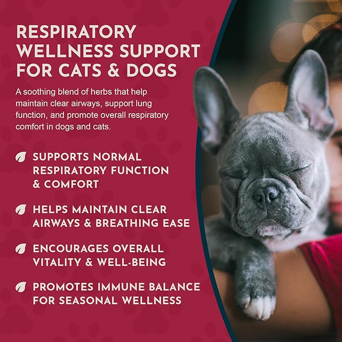 Animal Essentials Breathe EZ Herbal Supplement for Dogs & Cats, 1 fl oz - Supports Clear, Healthy Respiration-Breathing