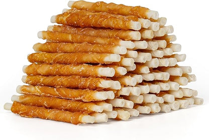 MON2SUN 5 Inch Chicken Wrapped Rawhide Sticks, 75 Count Long Lasting Chew Treats for Puppy & Small Dogs, High Protein, No Artificial Colors, 31.75 oz