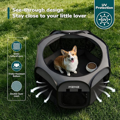 Dog Playpen, Portable Puppy Pet Crate Indoors for Small/Medium Dogs Cats Rabbits, Foldable Dog Cage Enclosure for Outdoor, Pop Up Dogs Tent Kennel with Carrying Case, Dark Grey