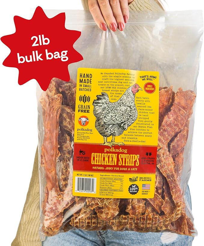 Polka Dog Bakery Chicken Strip Jerky Dog Treat, 2-Pound