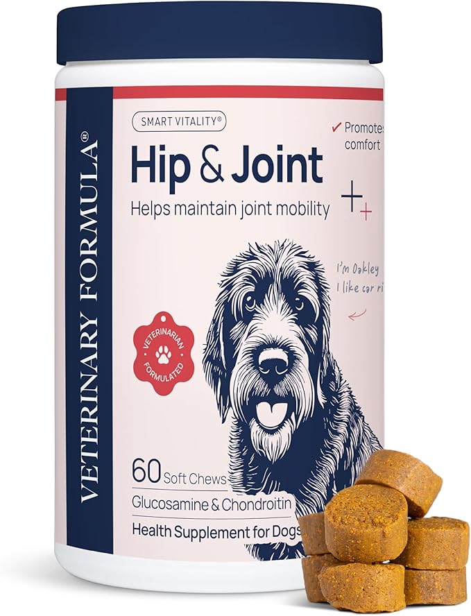 Veterinary Formula Smart Vitality Hip & Joint Supplement for Dogs with Glucosamine – Dog Joint Support, Dog Supplements for Mobility & Flexibility, 60ct
