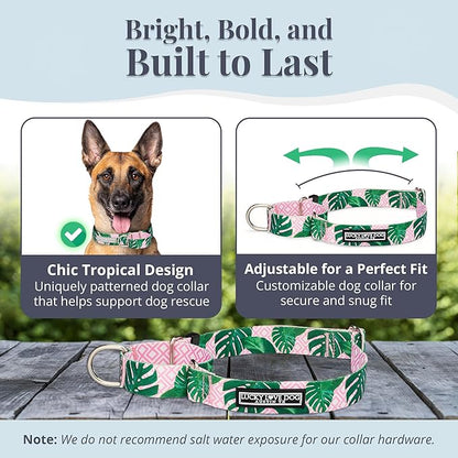 Lucky Love Dog Martingale Dog Collar - Adjustable, No-Slip, Comfortable, Durable, Soft Webbing & Stylish Patterned Collar for Male and Female Dogs Ideal for Training & Walking - Laguna, Large