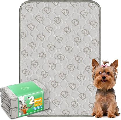 FXW Washable Pee Pads for Dogs, Puppy Pads with Super Absorbent, Specifically Designed for 24inch Cages, 17" x 23" Rectangle, Khaki, 2 Packs