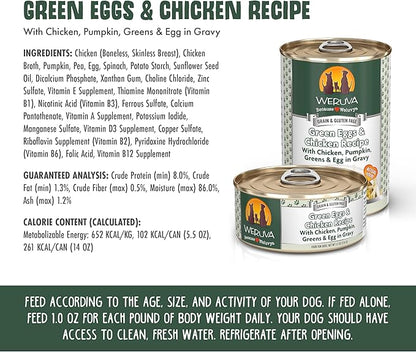 Weruva Classic Dog Food, Green Eggs & Chicken with Chicken Breast & Pumpkin in Gravy, 14oz Can (Pack of 12)