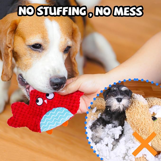 Squeaky No Stuffing Dog Toys 10 Pack,Crinkle Dog Toys for Small Medium Breed,Durable Plush Dog Toys,Cute Animal Stuffless Pet Toys,Interactive Puppy Teething Chew Toys for Entertaining
