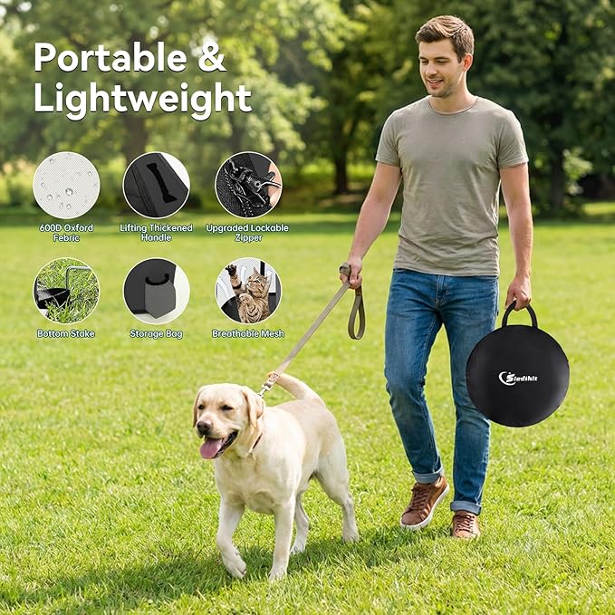 Dog Playpen,Cat Pet Puppy Pen,Portable Playpens for Dogs Indoor Outdoor Travel Camping Use,Foldable Dog Kennel Tent Crate for Rabbit Small Animals with Carrying Case (Dark Grey, Large)