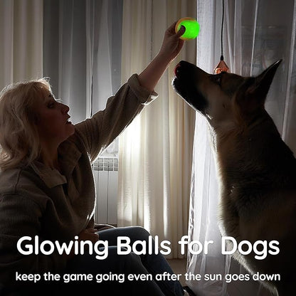 LECHONG Glow Dog Ball, 2.5” Squeaky Dog Toy Ball, Dog Rubber Ball Toys for Small and Medium Dogs, Durable Dog Fetch Toys Puppy Chew Toys Pack of 6