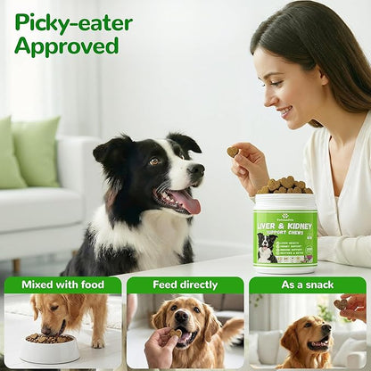 Liver Support for Dogs, Milk Thistle for Dogs - Detox, Metabolic, Dog Multivitamin Supplement for Liver and Kidney Support & Immune Health, 200 Soft Chews