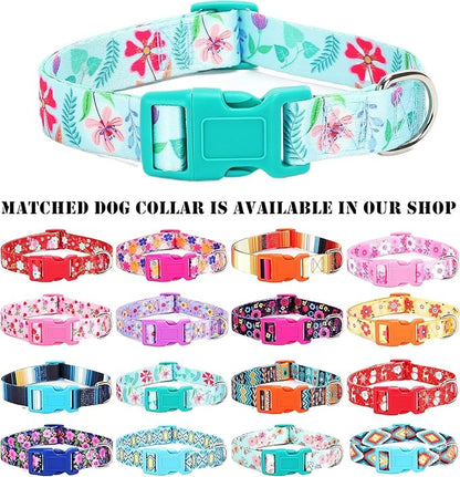 Moonpet Step in Dog Harness Leash Set- All Weather Reflective No-Pull Floral Pattern Padded Mesh Vest Harness for Cats Puppy Extra-Small Small Medium Large Dogs - Verdure Flower - XL